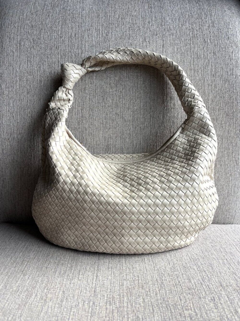 Melie Bianco Brigitte Large Woven Satchel Bag in Ivory Cream - Anthropologie